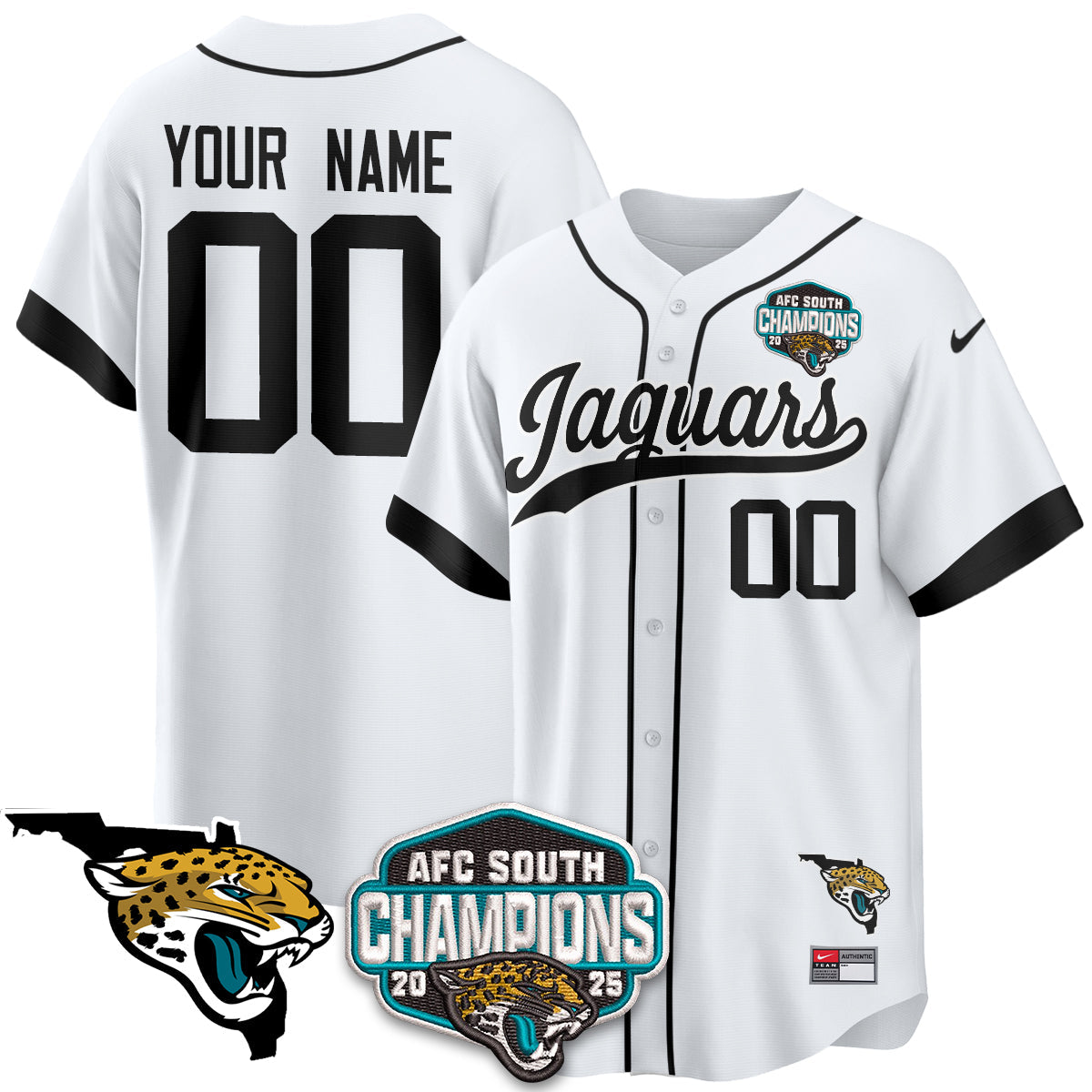 JAX AFC South Division Champions Vapor Limited Baseball Jersey - All Stitched