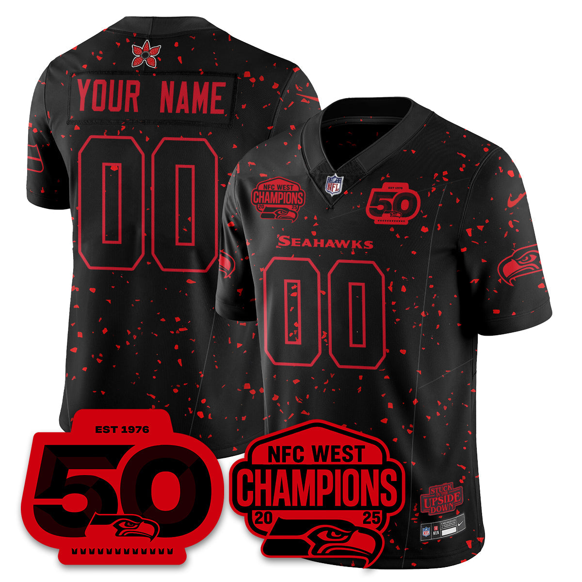 SEA Stranger Things NFC West Division Champions Vapor Limited Custom Jersey - All Stitched