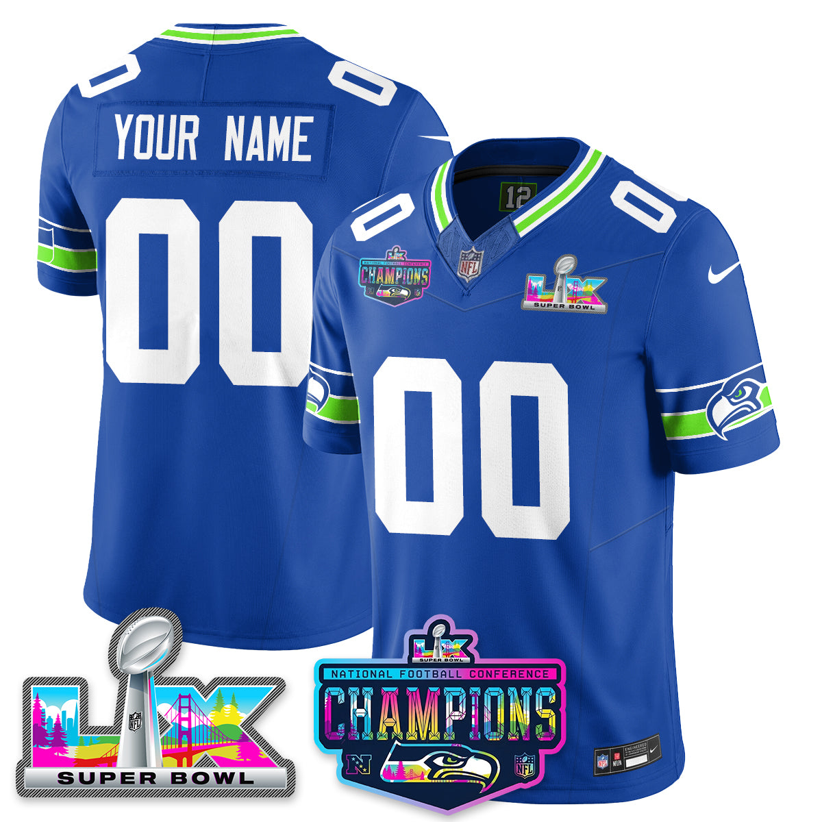 SEA 2025 Vapor Limited Jersey - NFC Champions Limited Patch - All Stitched