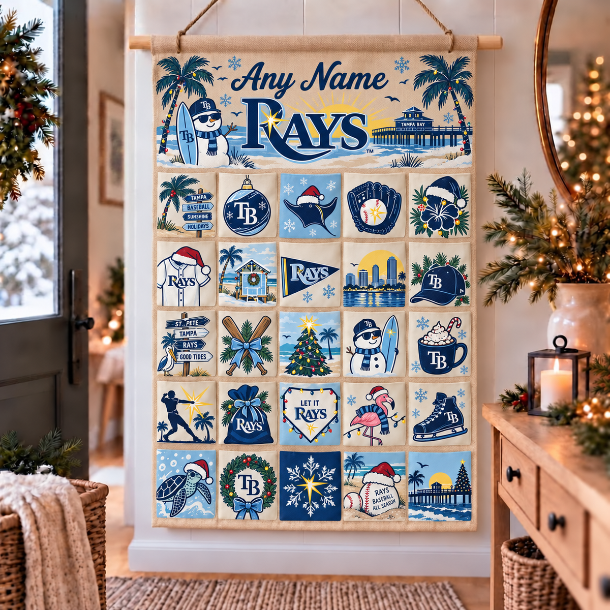 Tampa Bay Rays Christmas Custom Wall Advent Calendar - Printed V2