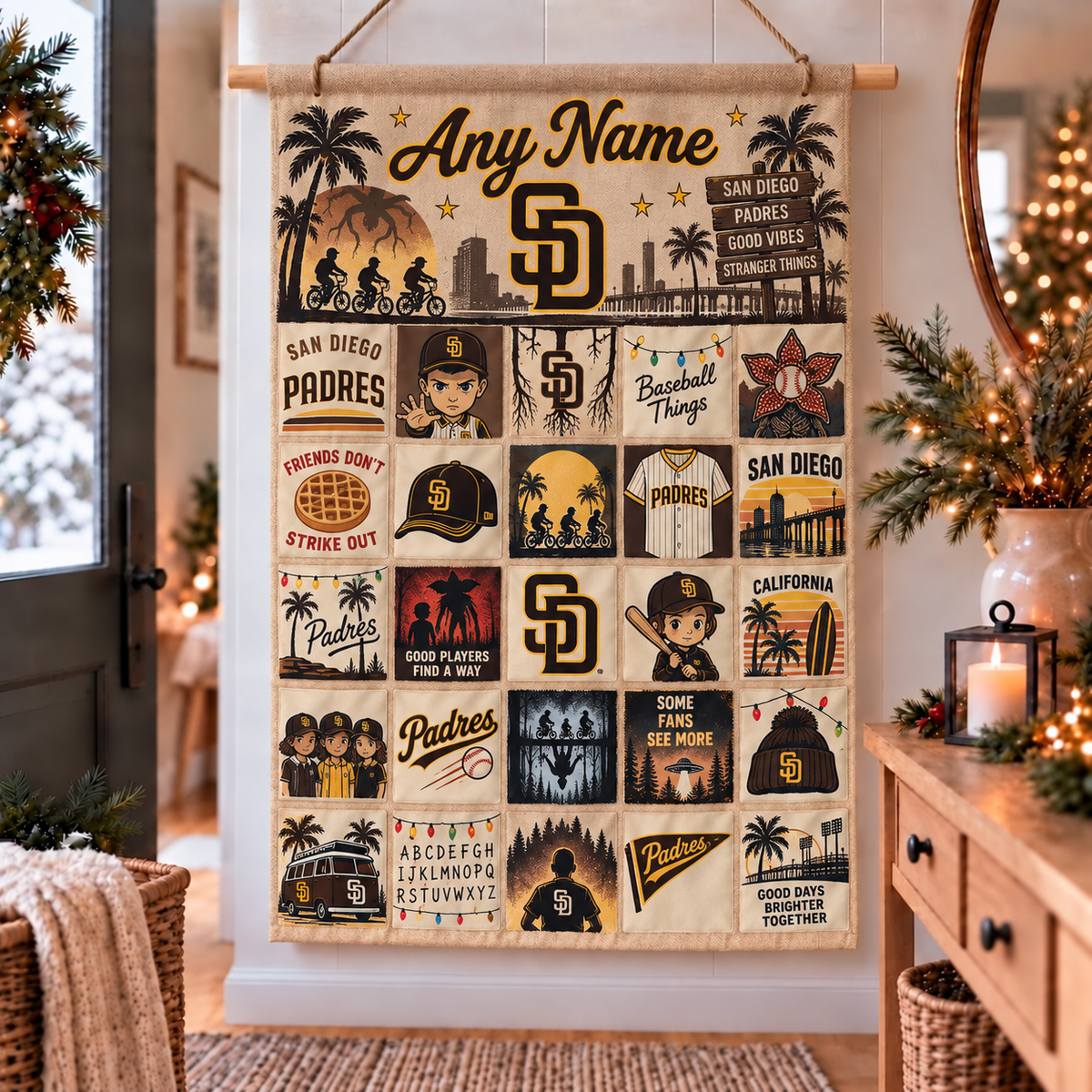San Diego Padres Christmas x The Upside Down Custom Wall Advent Calendar - Printed