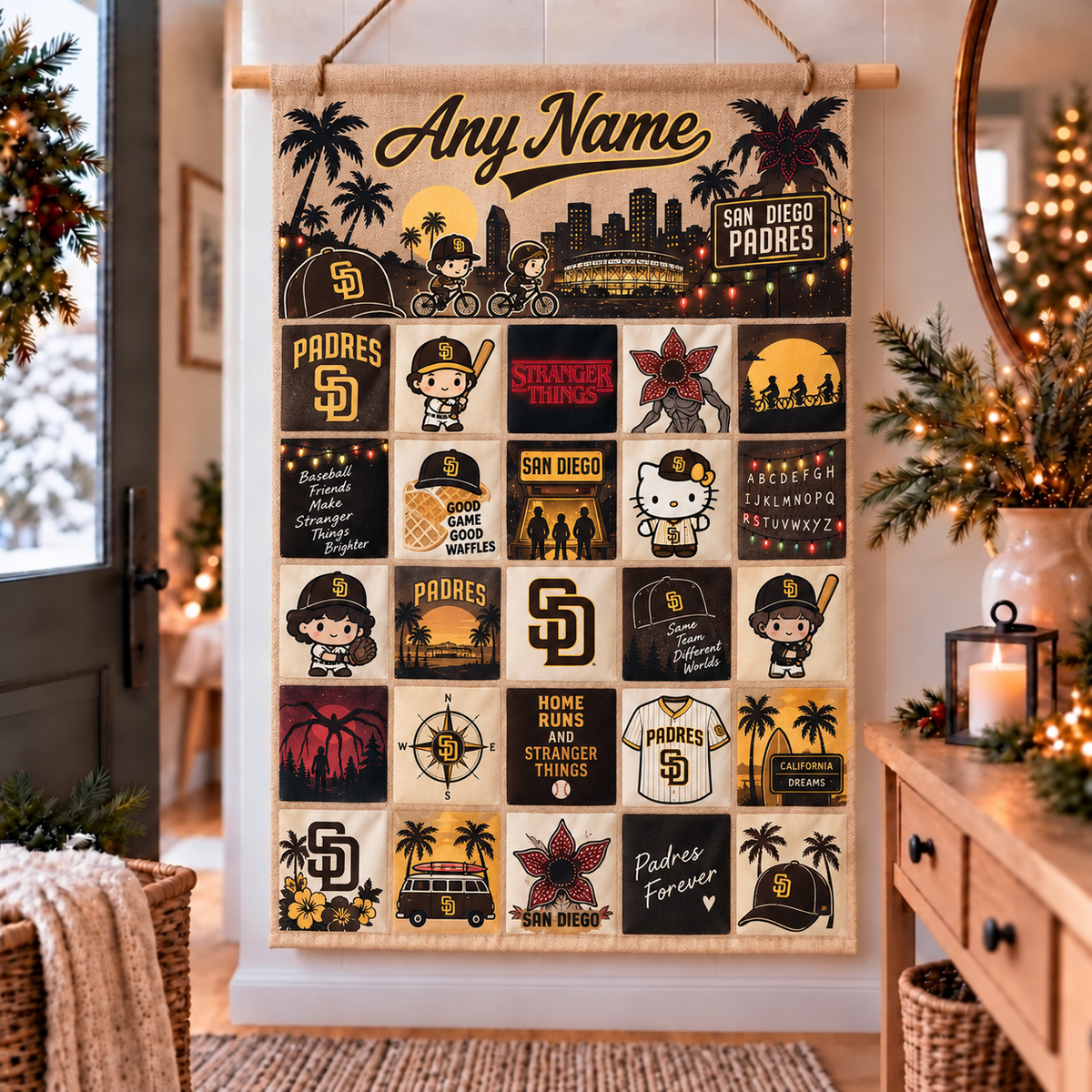San Diego Padres Christmas x The Upside Down Custom Wall Advent Calendar - Printed V2