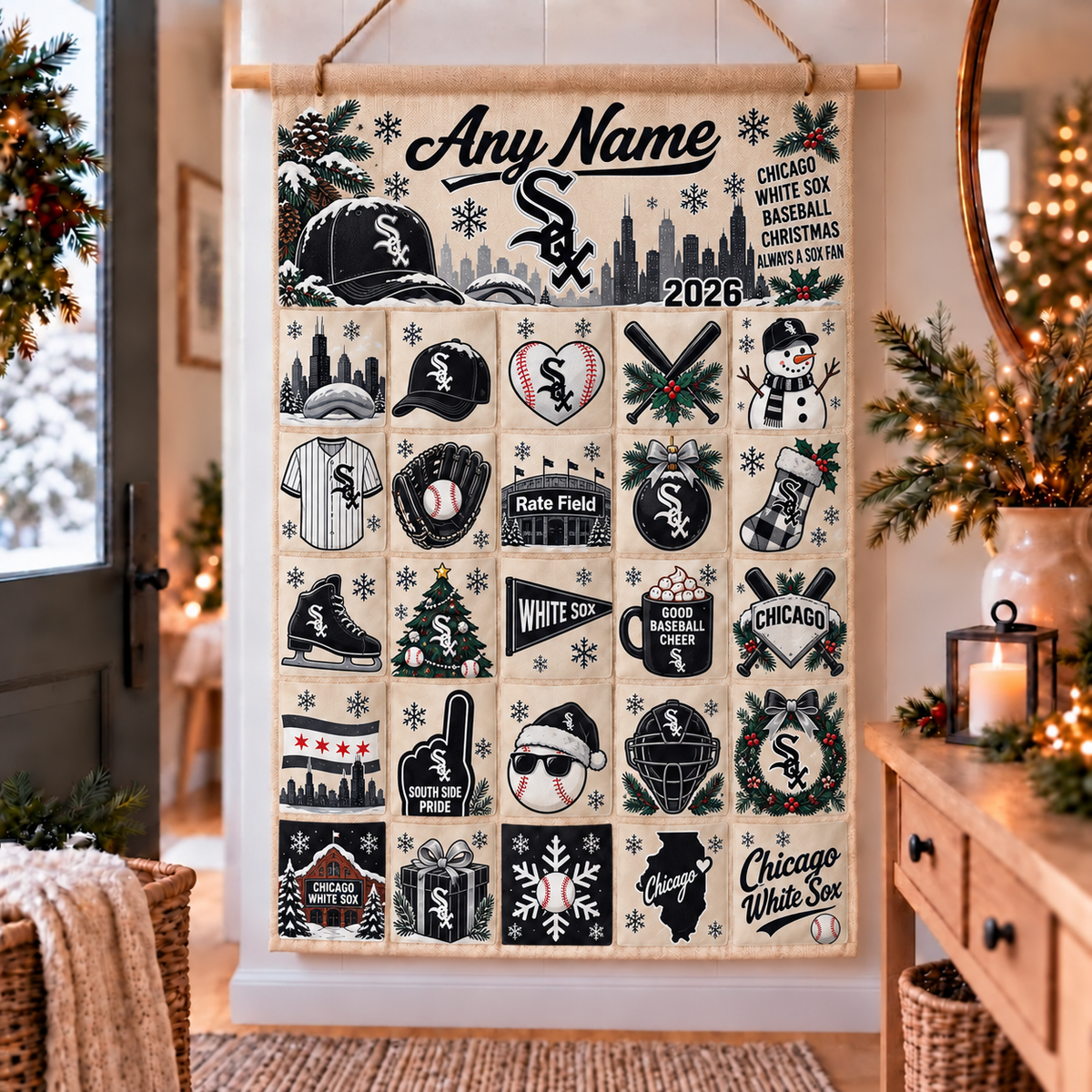 Chicago White Sox Christmas Custom Wall Advent Calendar - Printed