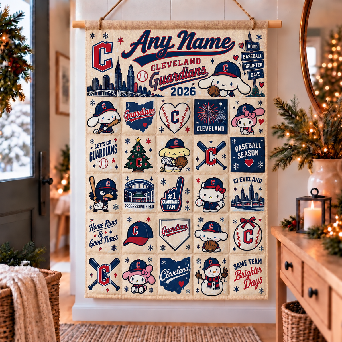 Cleveland Guardians Christmas x Santorini Friends Custom Wall Advent Calendar - Printed V3