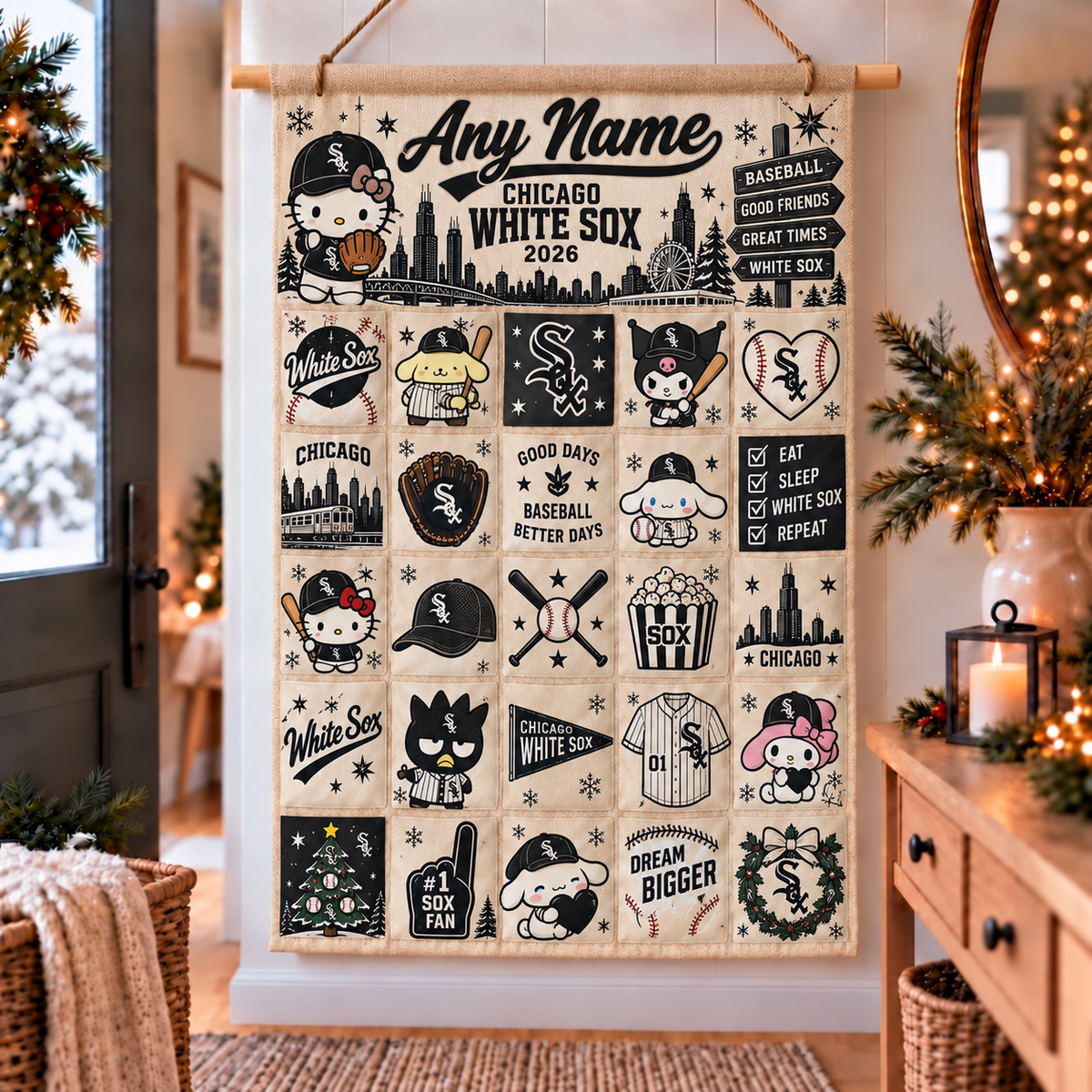 Chicago White Sox Christmas x Santorini Friends Custom Wall Advent Calendar - Printed