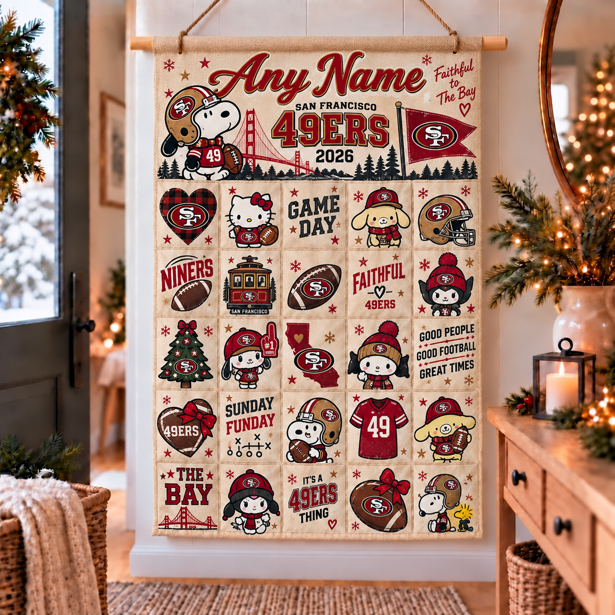 San Francisco 49ers Christmas x Santorini Friends Custom Wall Advent Calendar - Printed