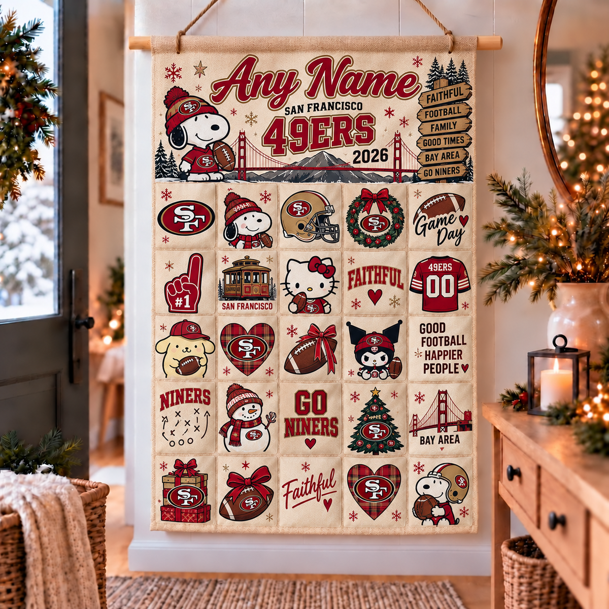 San Francisco 49ers Christmas x Santorini Friends Custom Wall Advent Calendar - Printed V2