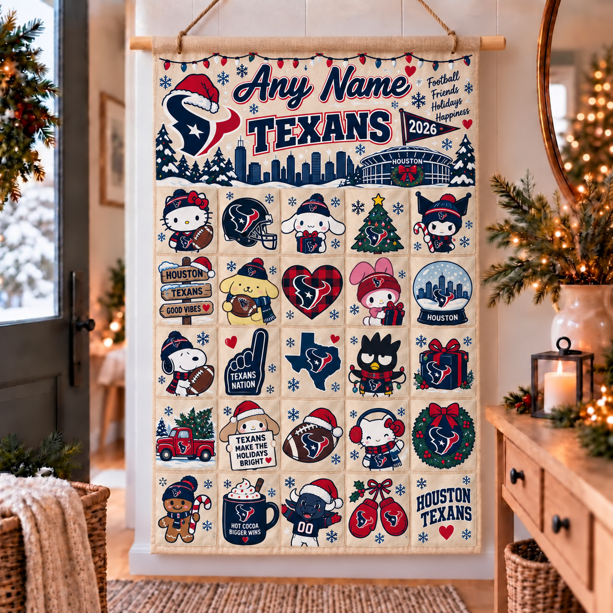 Houston Texans Christmas x Santorini Friends Custom Wall Advent Calendar - Printed V2