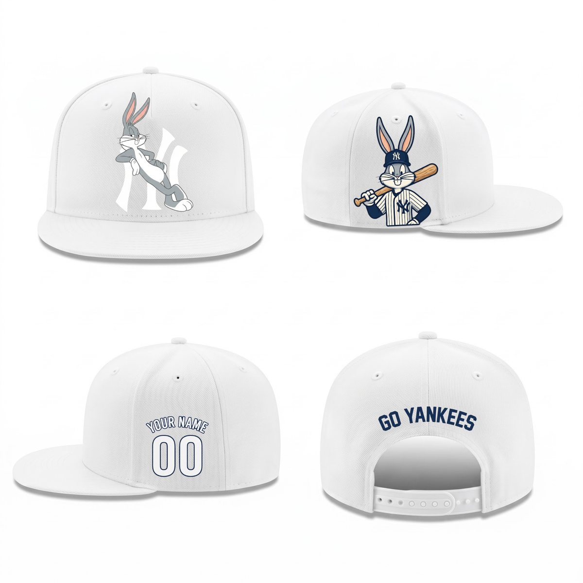 NYY x Bunny Personalized Snapback Cap - Printed