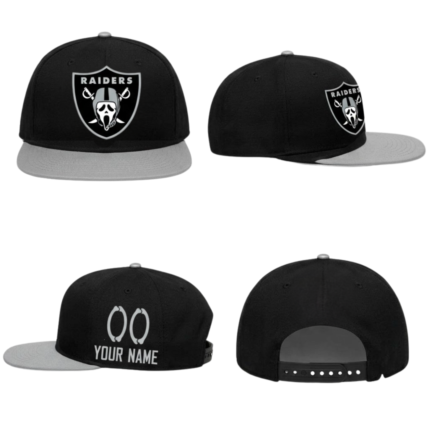 Las Vegas Raiders x Ghost Face Custom Snapback Cap - Printed