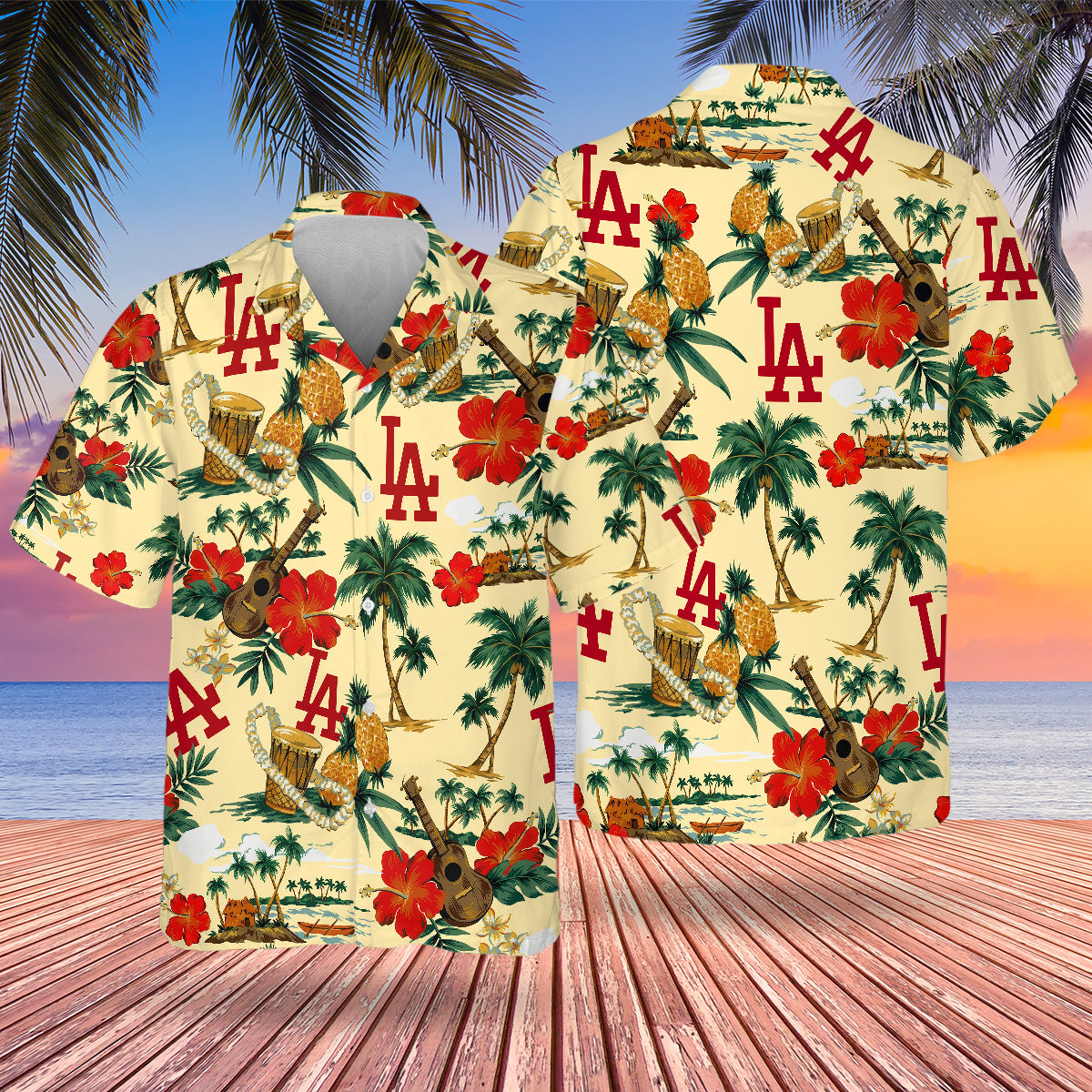 LAD Hawaiian Design Button Shirt