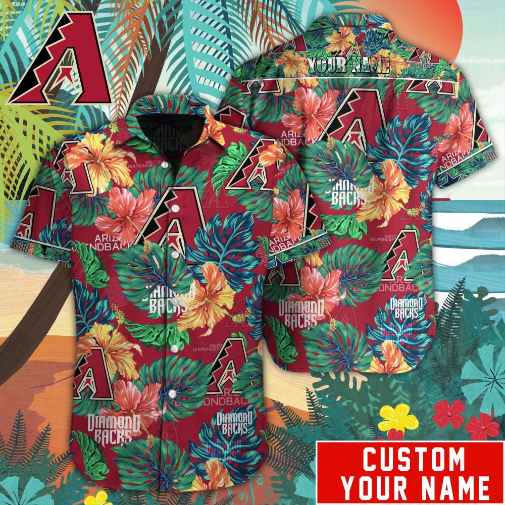 Arizona Diamondbacks Special Hawaiian Design Button Shirt V2304 - The Lucky Shops