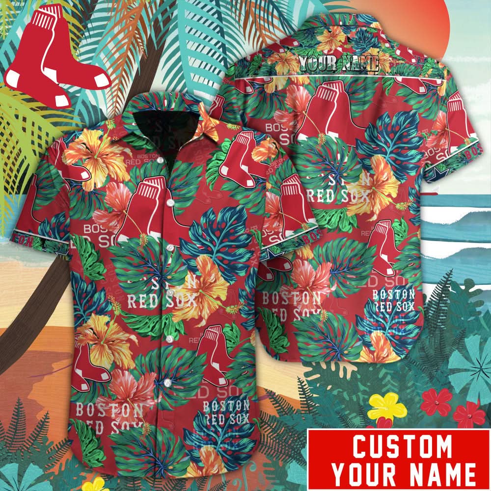Boston Red Sox Special Hawaiian Design Button Shirt V2304 - The Lucky Shops