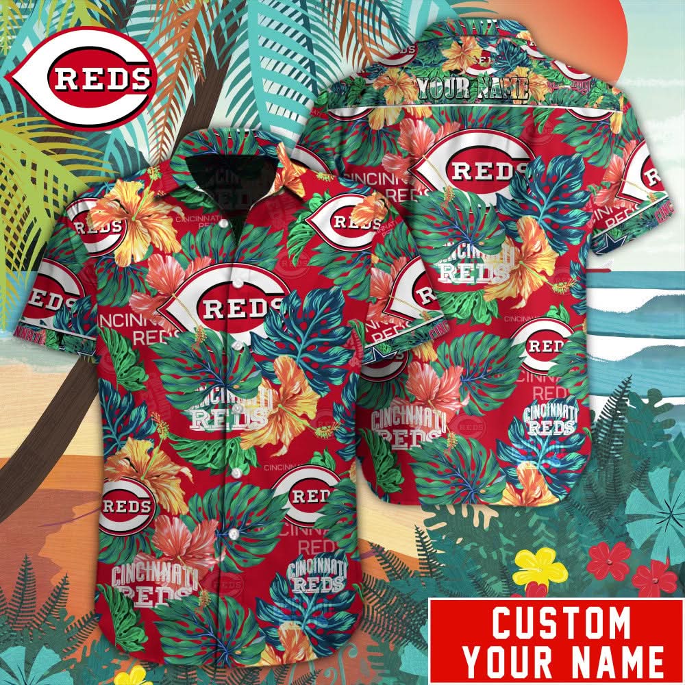 Cincinnati Reds Special Hawaiian Design Button Shirt V2304 - The Lucky Shops