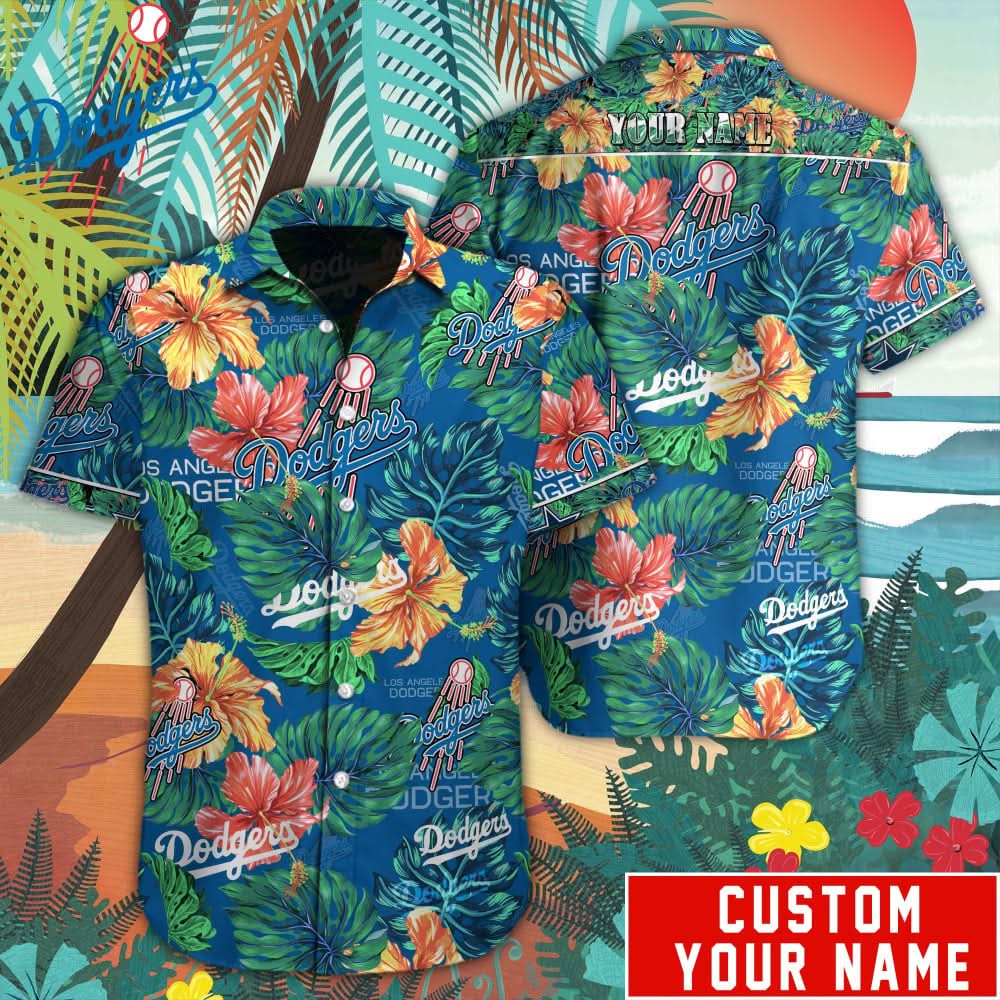 Los Angeles Dodgers Special Hawaiian Design Button Shirt V2304 - The Lucky Shops