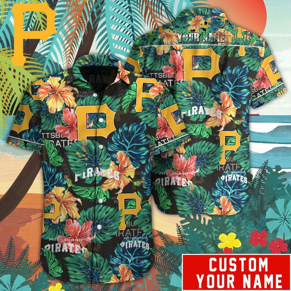 Pittsburgh Pirates Special Hawaiian Design Button Shirt V2304 - The Lucky Shops