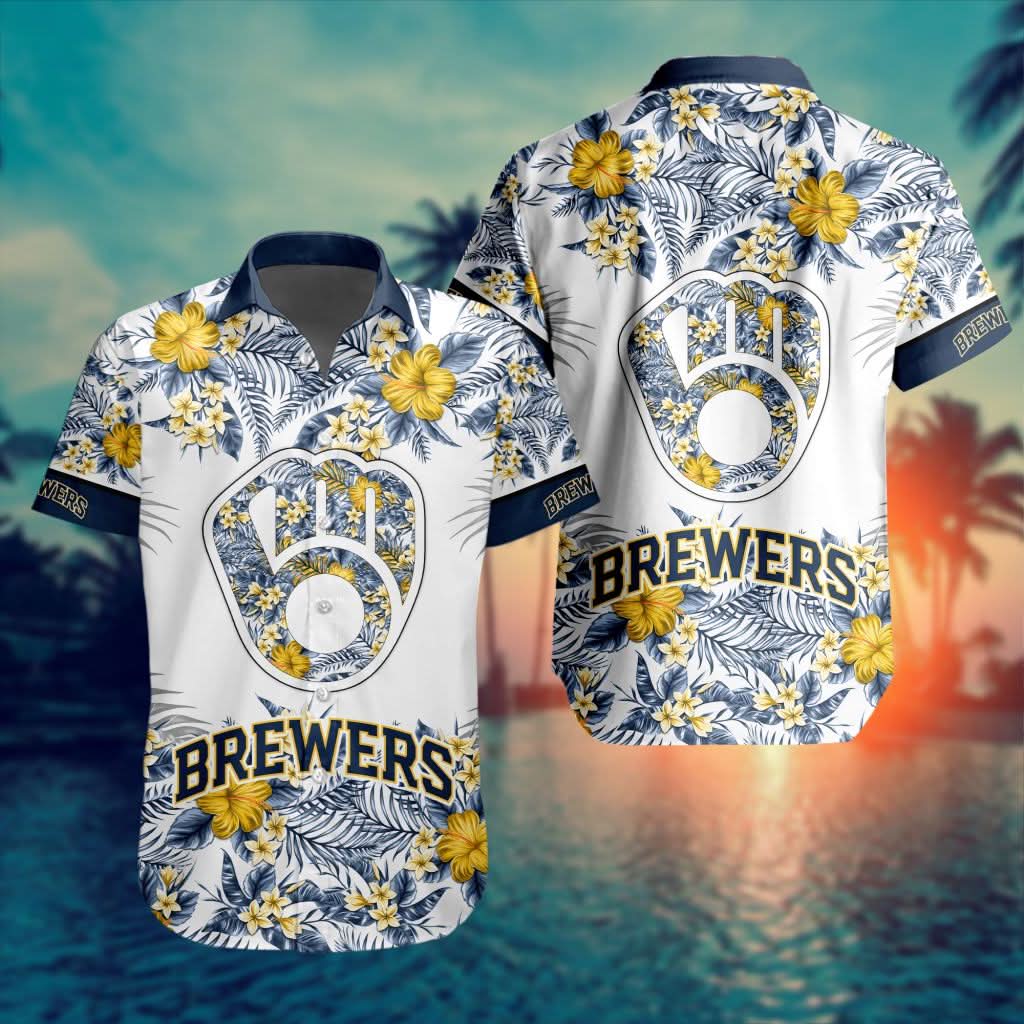 Milwaukee Brewers Special Hawaiin Design Button Shirt ST2401 - The Lucky Shops