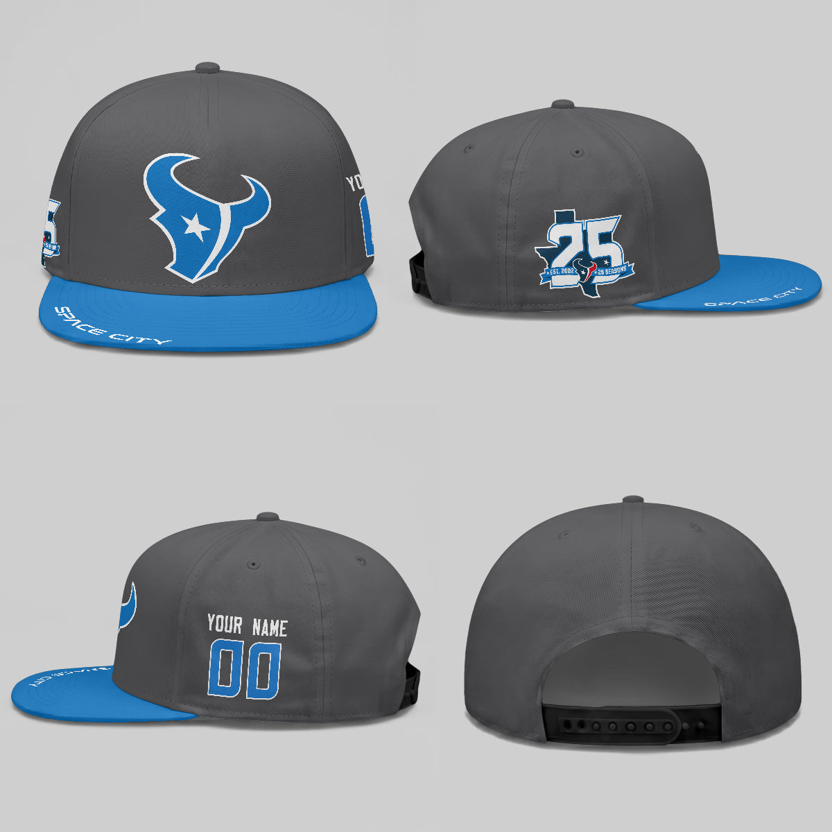 HOU Fan Gear Space City Edition Personalized Snapback Cap - Printed