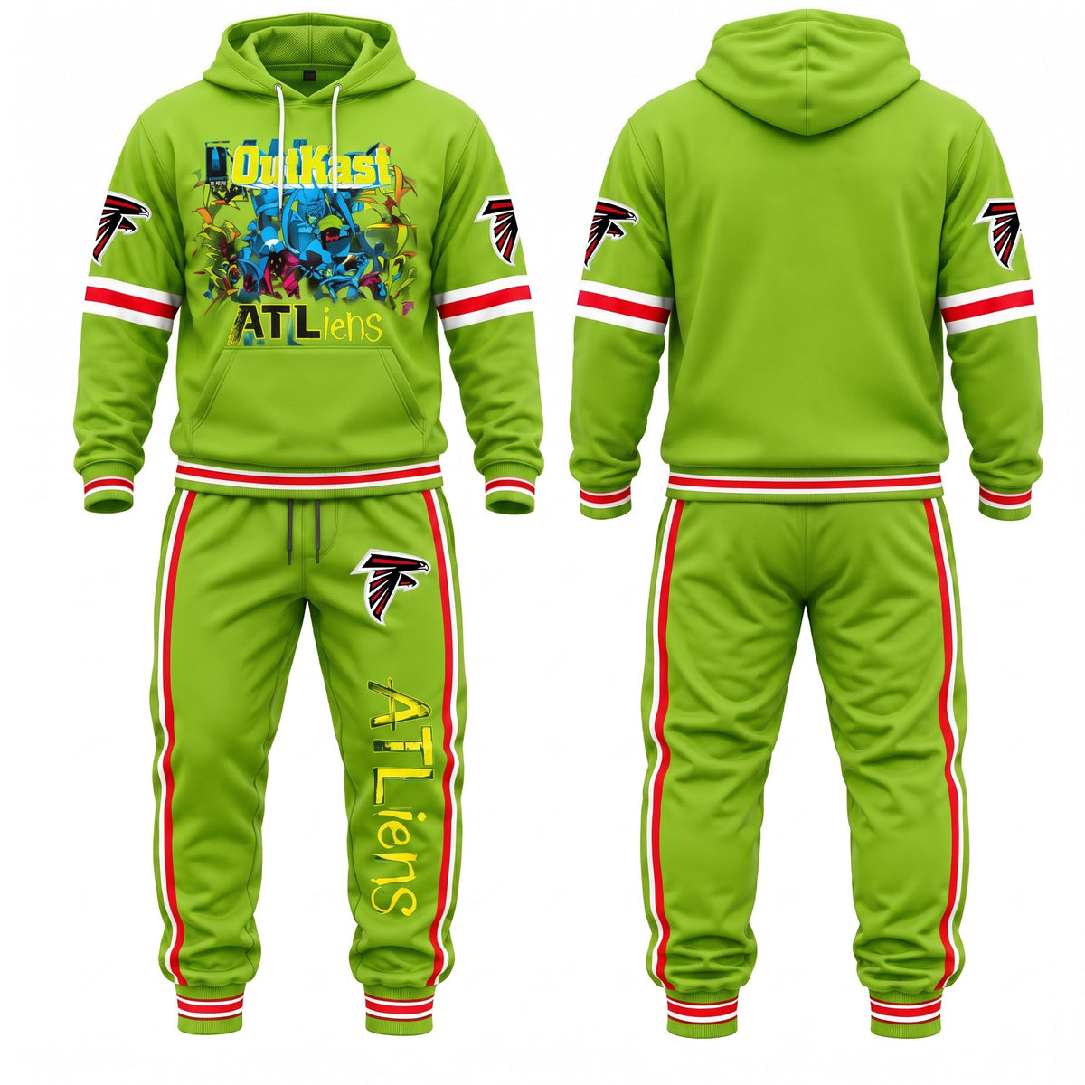 Atlanta Falcons ATliens Streetwear Hoodie Pants Set - Printed