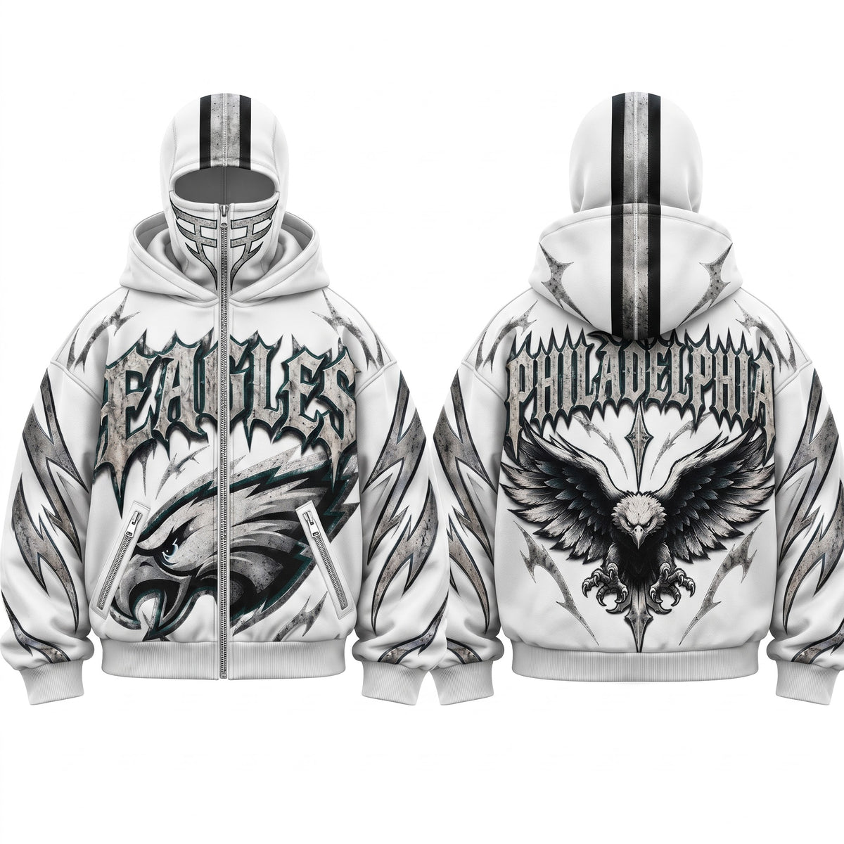 PHI Gothic Style Mask Zip Up Hoodie - Printed