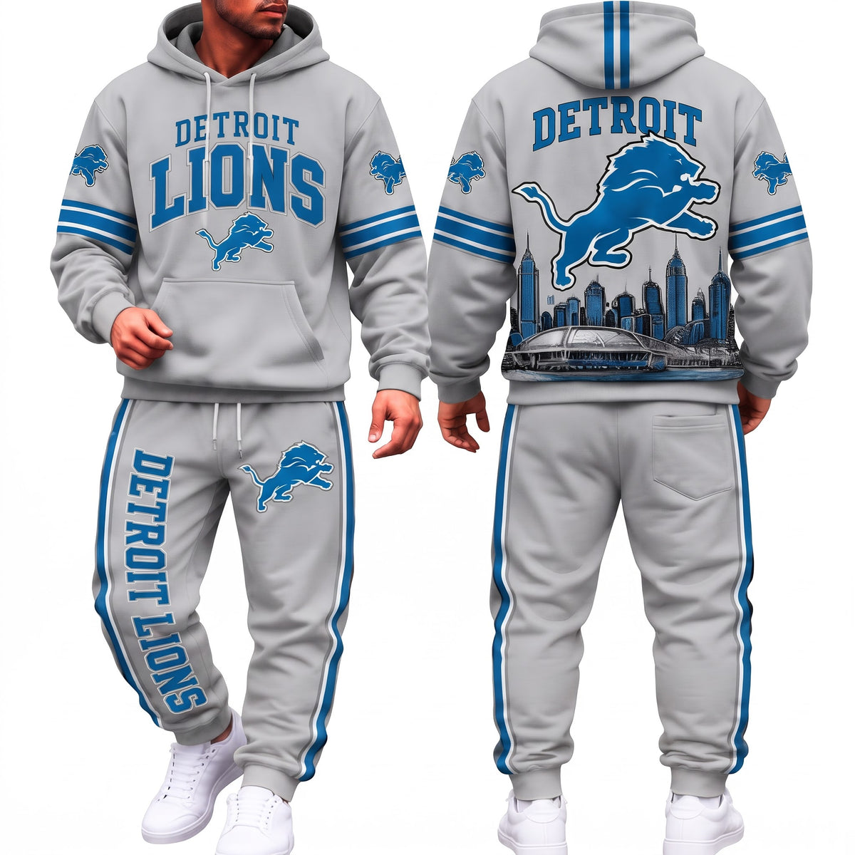 DET Streetwear Hoodie Pants Set - Printed