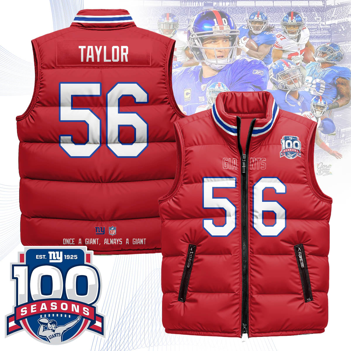 NYG Unisex Puffer Vest - Printed