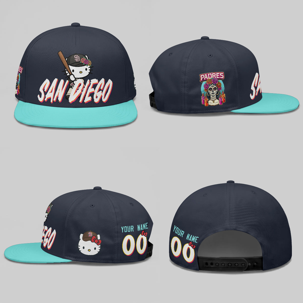 San Diego Padres x Meow KT Personalized Snapback Cap - Printed