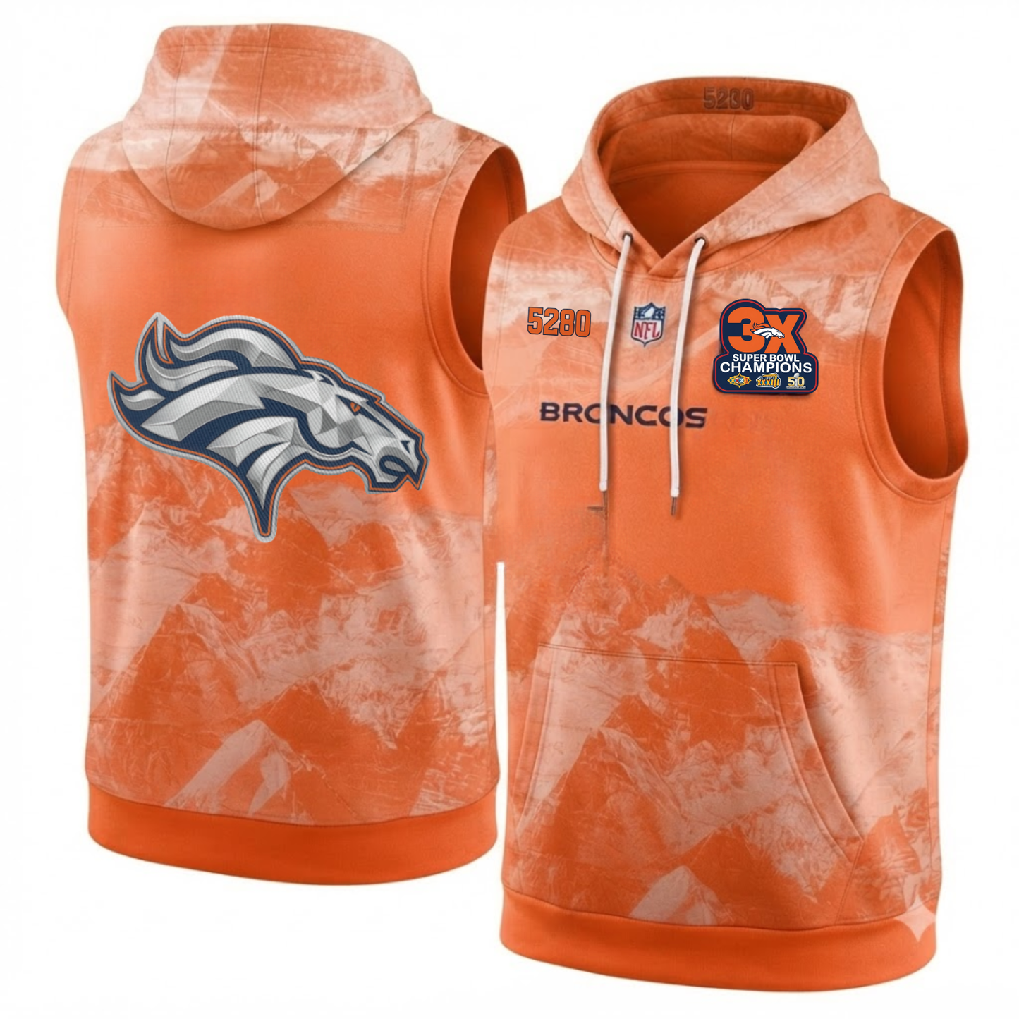 DEN Mile High Edition Sleeveless Hoodie Tank Top - Printed