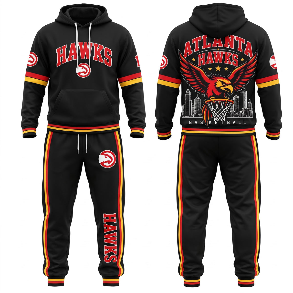 AH Streetwear Hoodie Pants Set - Printed