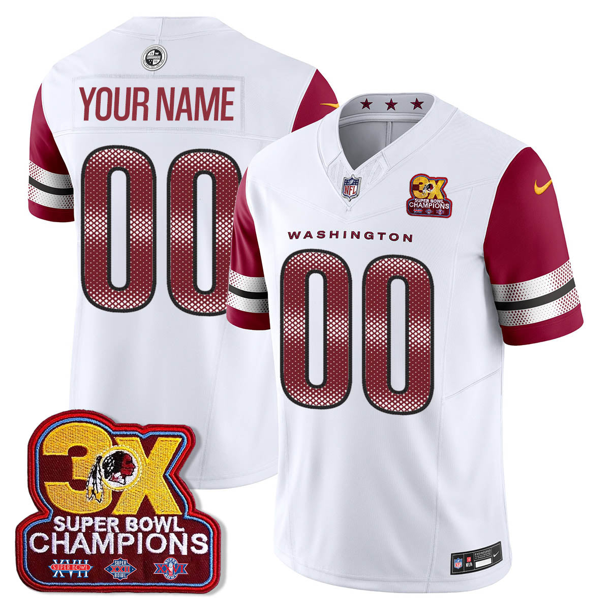 Custom WAS 3-Time Champions Patch Vapor Limited Jersey - All Stitched