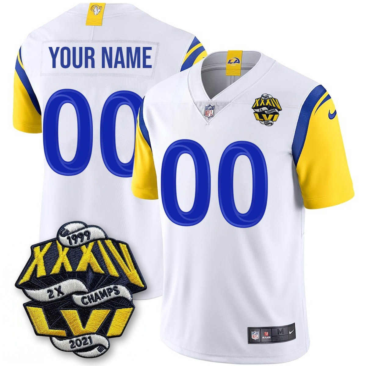 LAR 2-Time Champions Patch Vapor Limited Custom Jersey - All Stitched