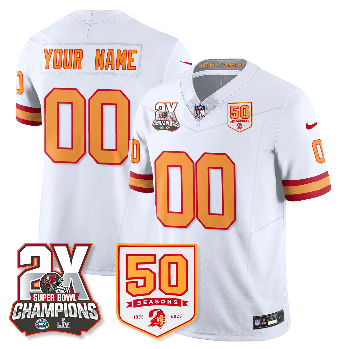 TB 2-Time Champions Patch Throwback Vapor Limited Jersey - All Stitched