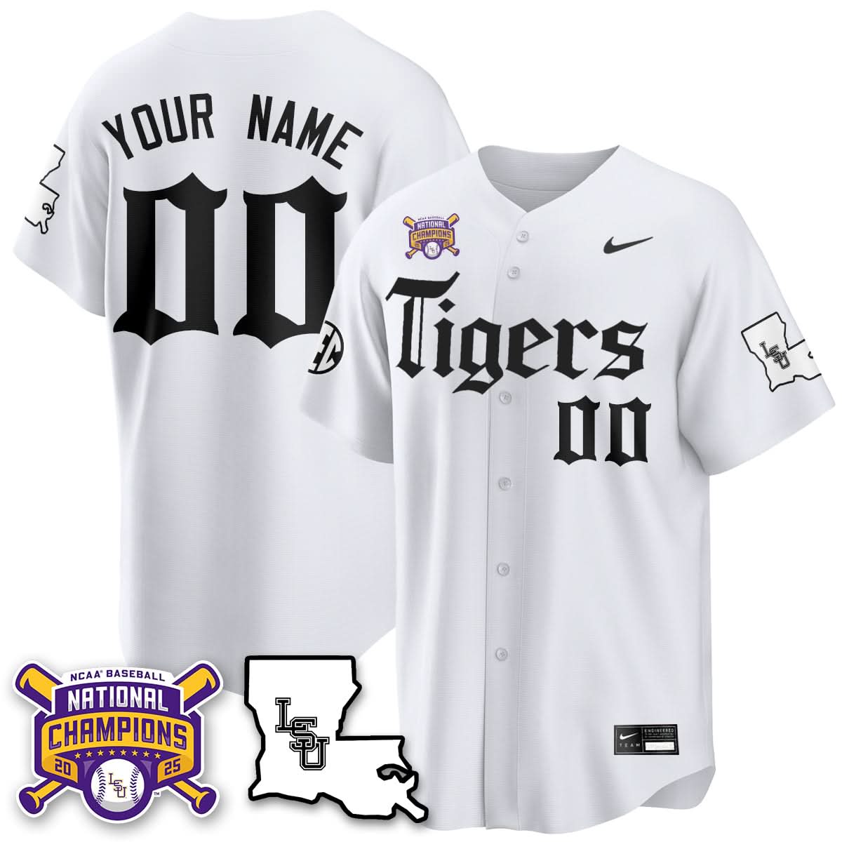 LSU 2025 World Series Champions 'Gothic Geaux Edition' Custom Jersey - All Stitched