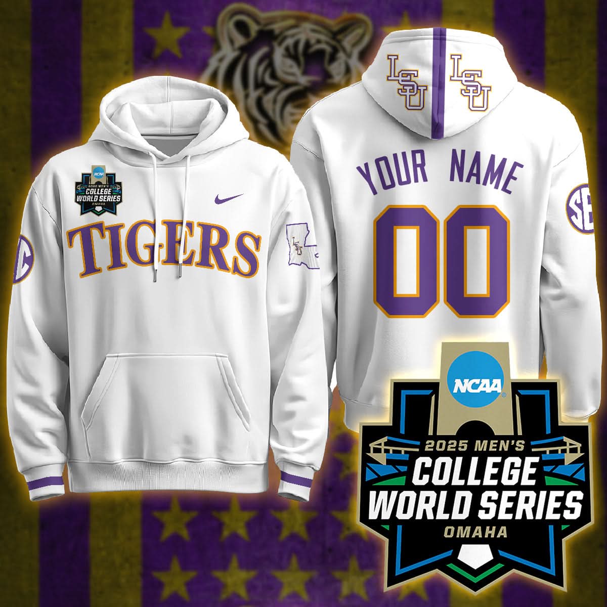 LSU 2025 World Series Limited Hoodie Personalized - All Stitched