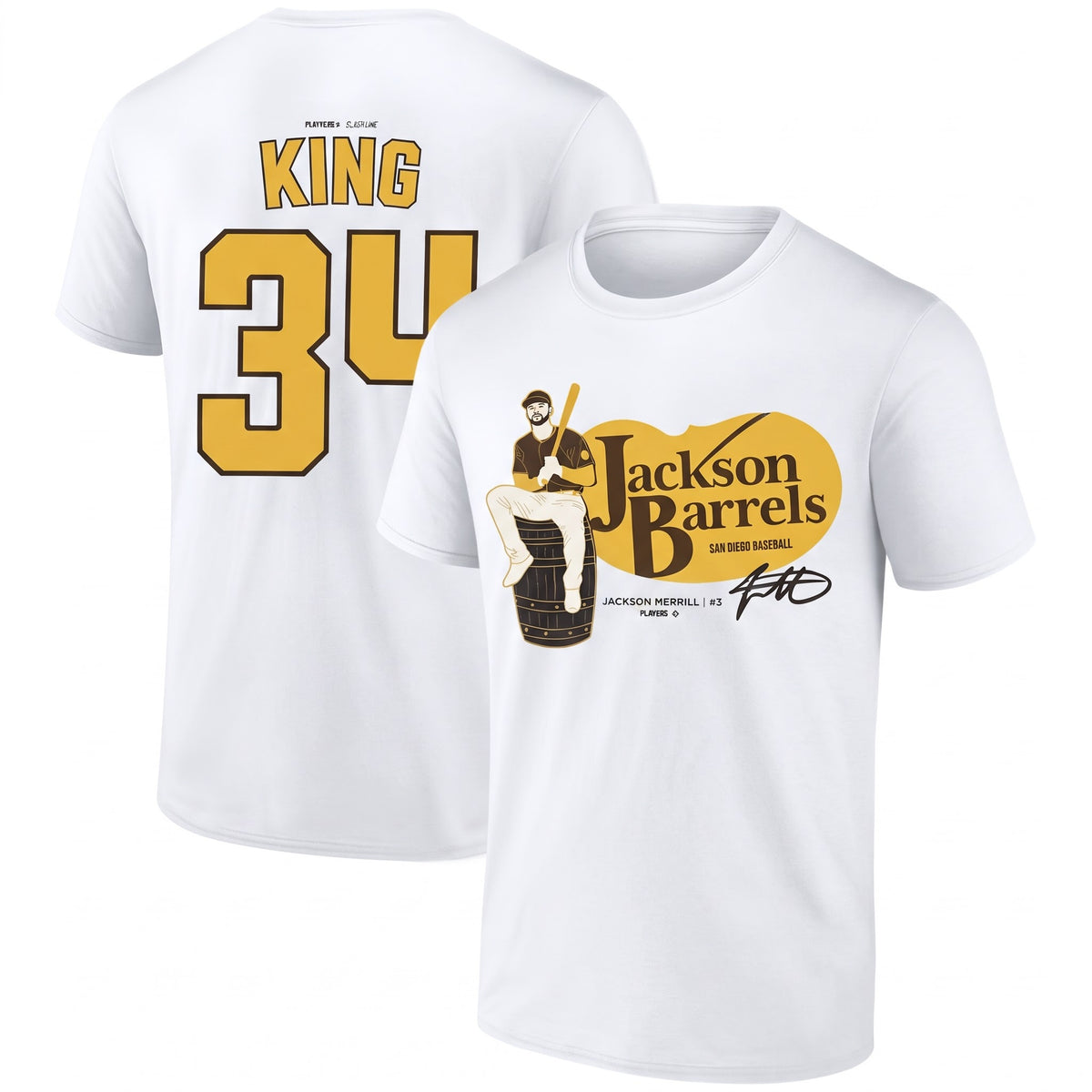 SD Jackson Barrels Jackson Merrill #3 Two Sides T-Shirt - Printed