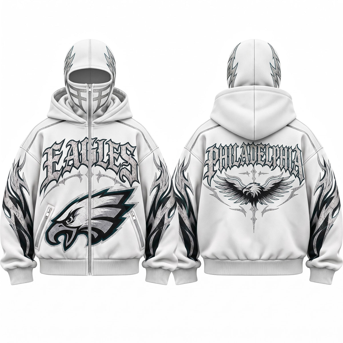PHI Gothic Style Mask Zip Up Hoodie - Printed V2