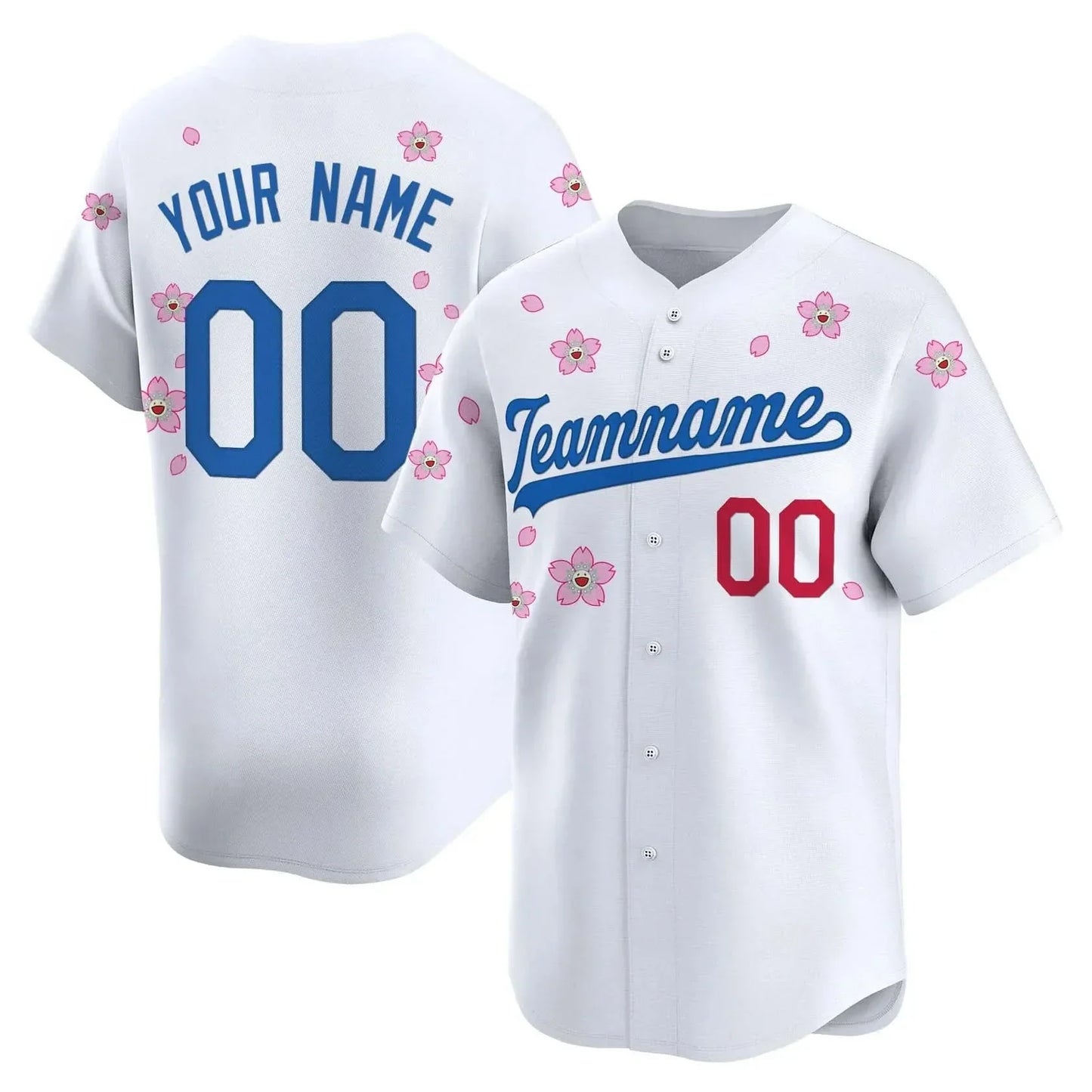 CHERRY BLOSSOM CUSTOM BASEBALL JERSEY - ALL STITCHED