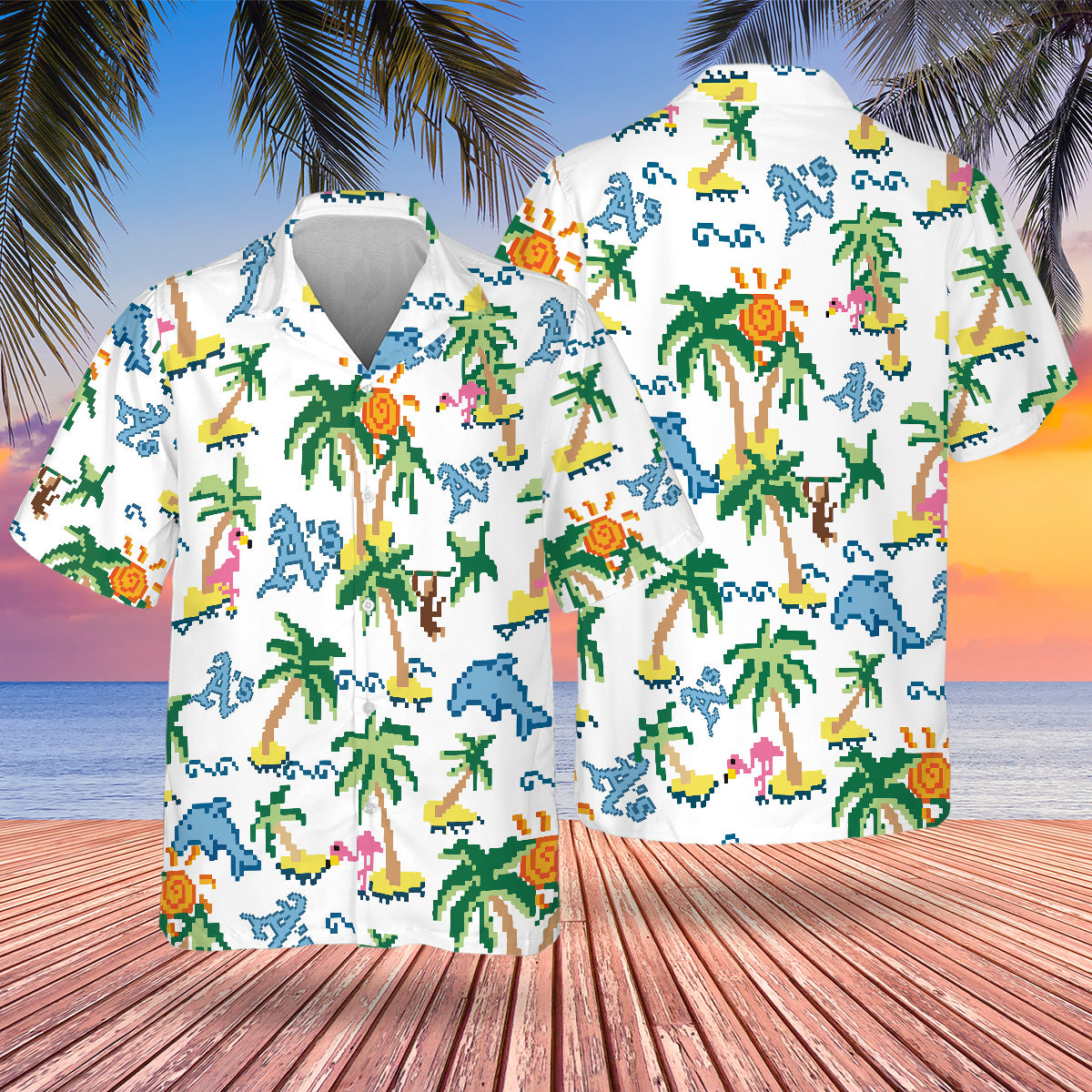 OAK Pixel Hawaiian Design Button Shirt
