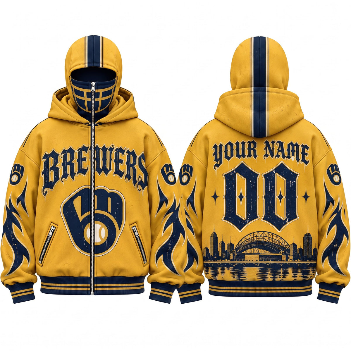 MIL Gothic Style Custom Mask Zip Up Hoodie - Printed V2