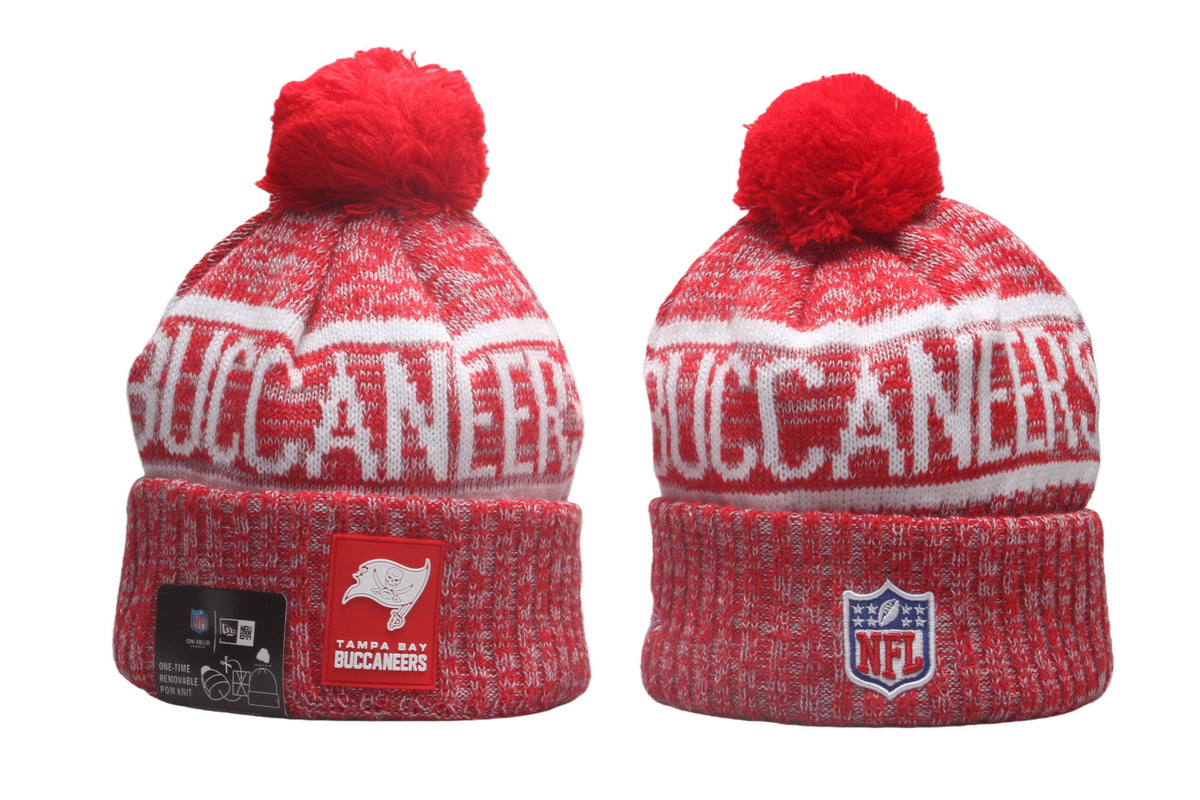 Tampa Bay Buccaneers Cuffed Knit Hat with Pom - Rubber Patch
