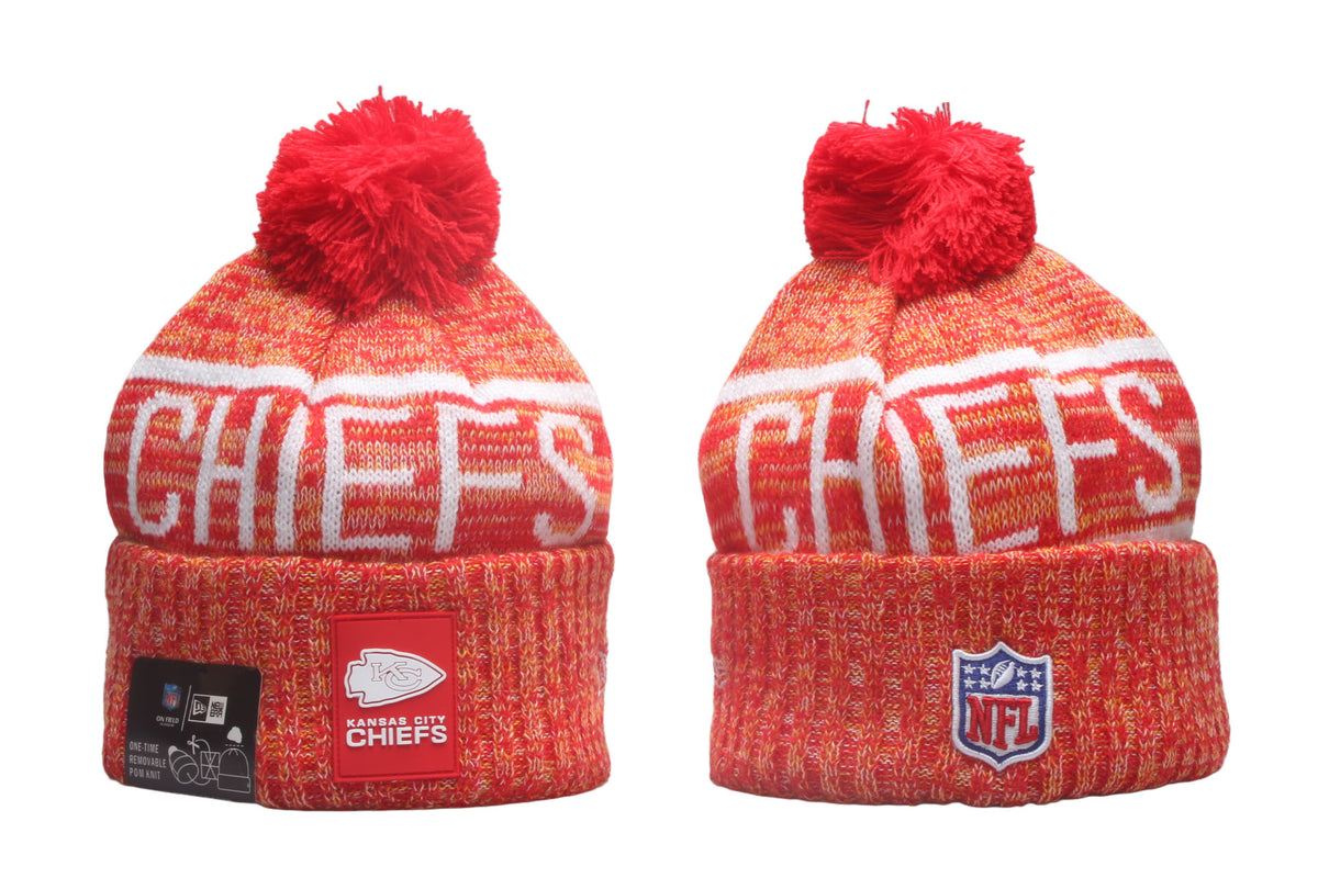 Kansas City Chiefs Cuffed Knit Hat with Pom - Rubber Patch