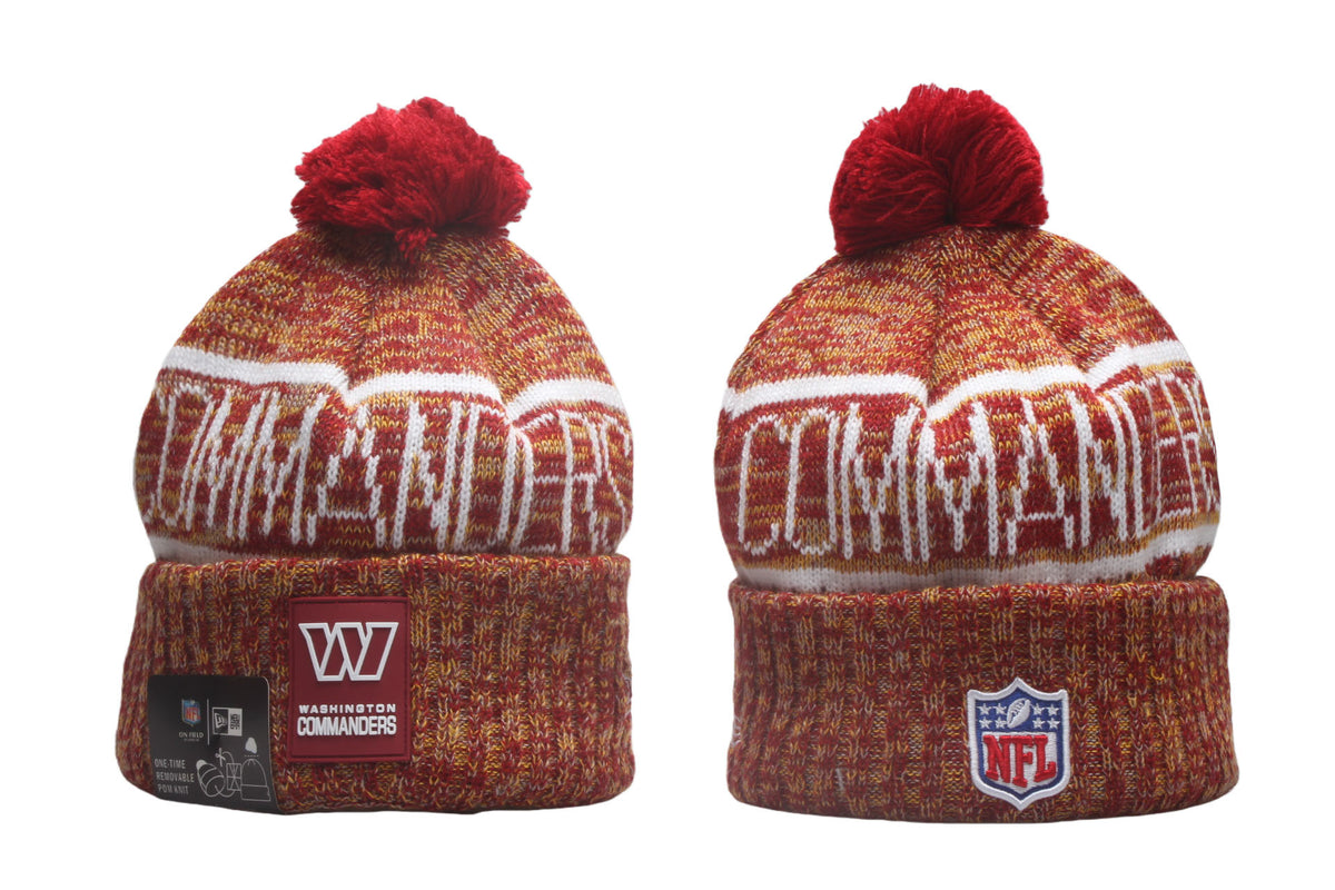 Washington Commanders Cuffed Knit Hat with Pom - Rubber Patch