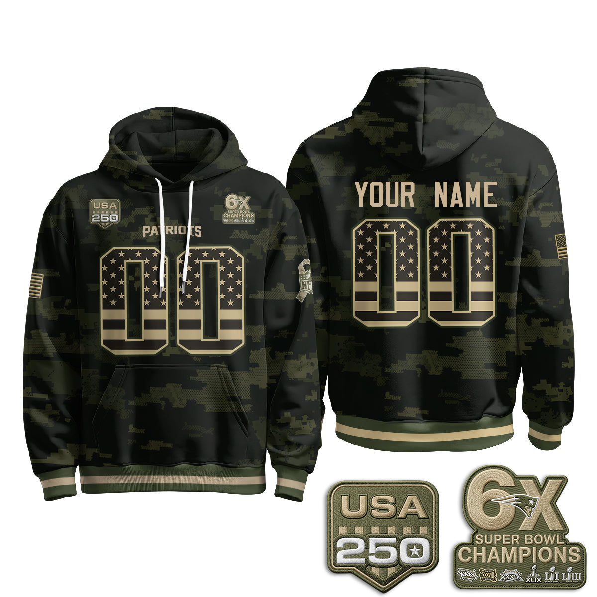 NE 2026 Salute To Service Edition Pullover Custom Hoodie - Printed