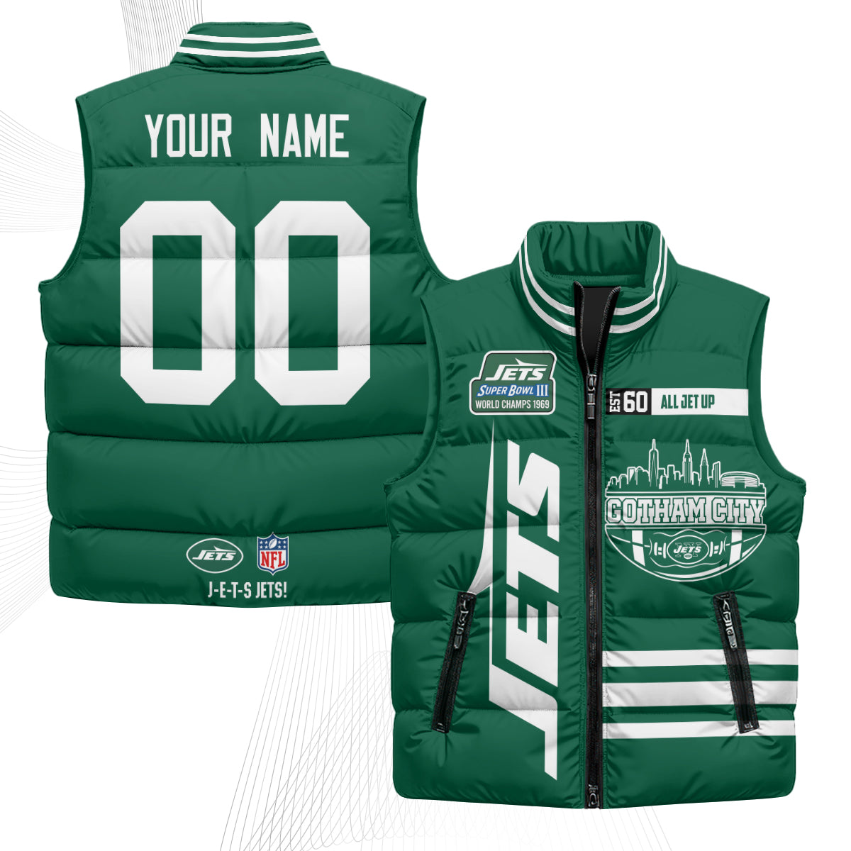 NYJ Gotham City Custom Puffer Vest - Printed