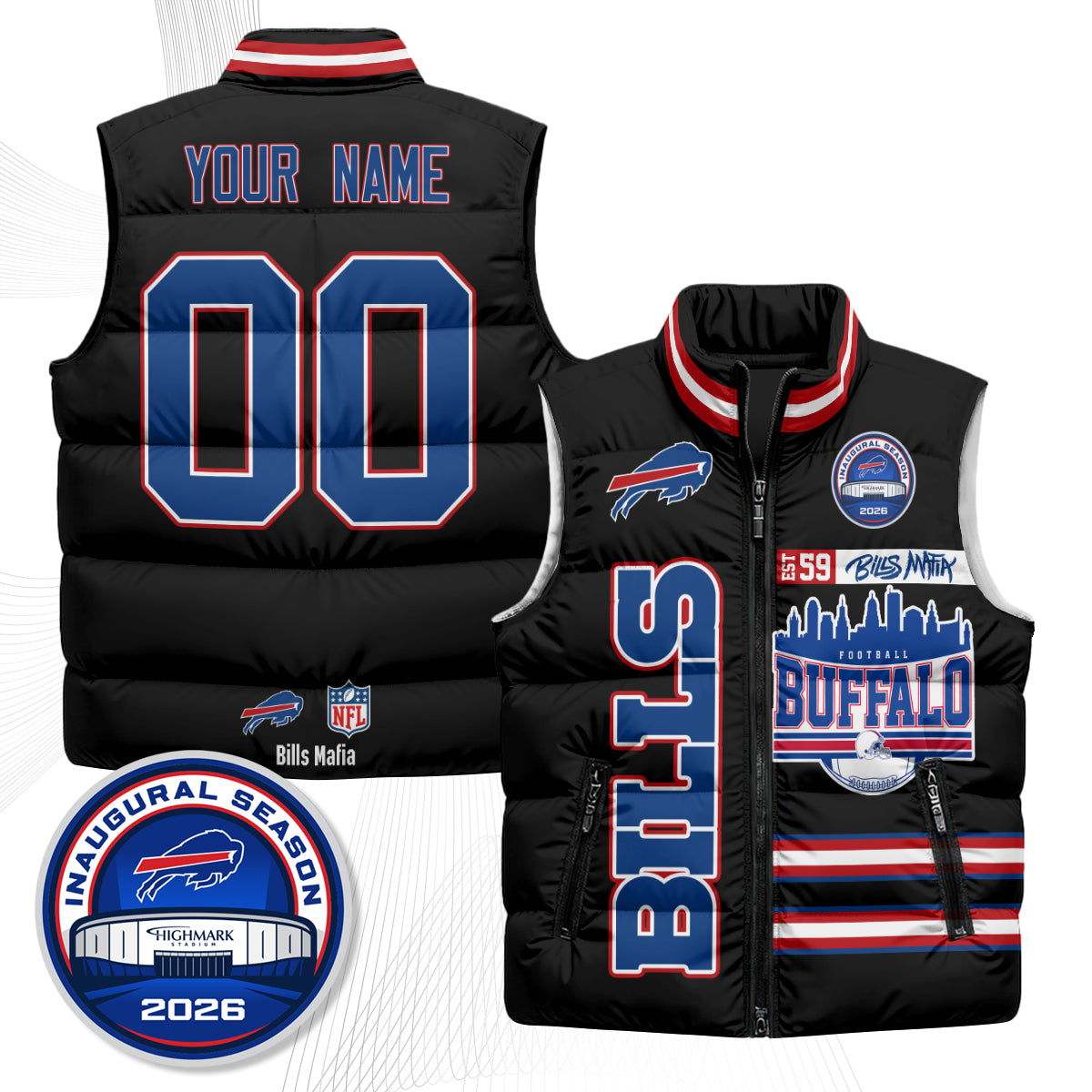 BUF "Mafia" Edition Custom Puffer Vest - Printed