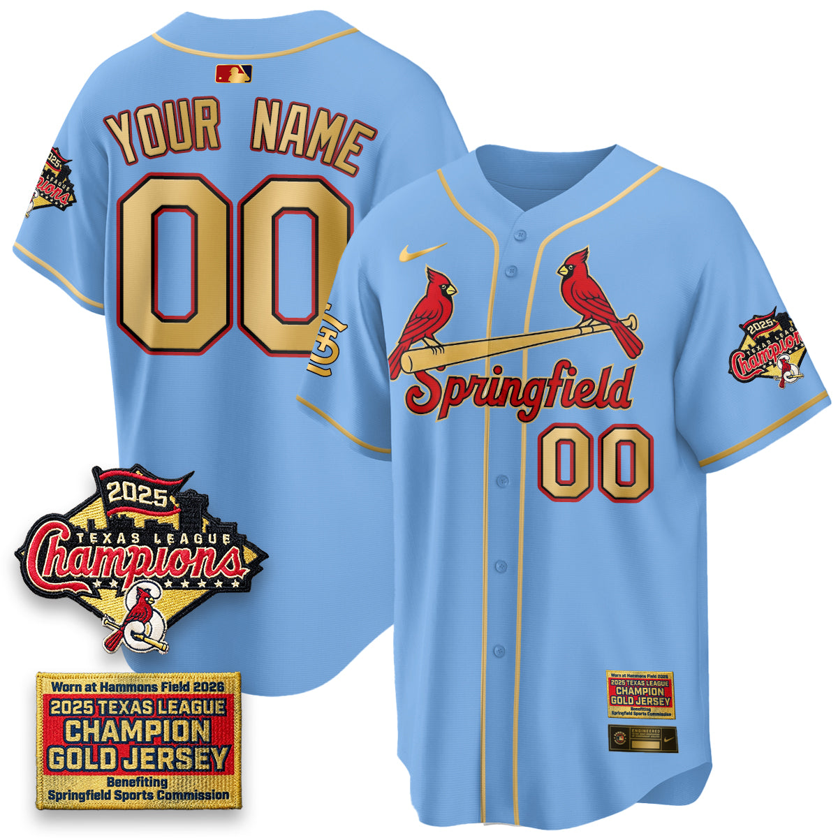 STL Springfield's Championship Gold Limited Custom Jerseys - Stitched