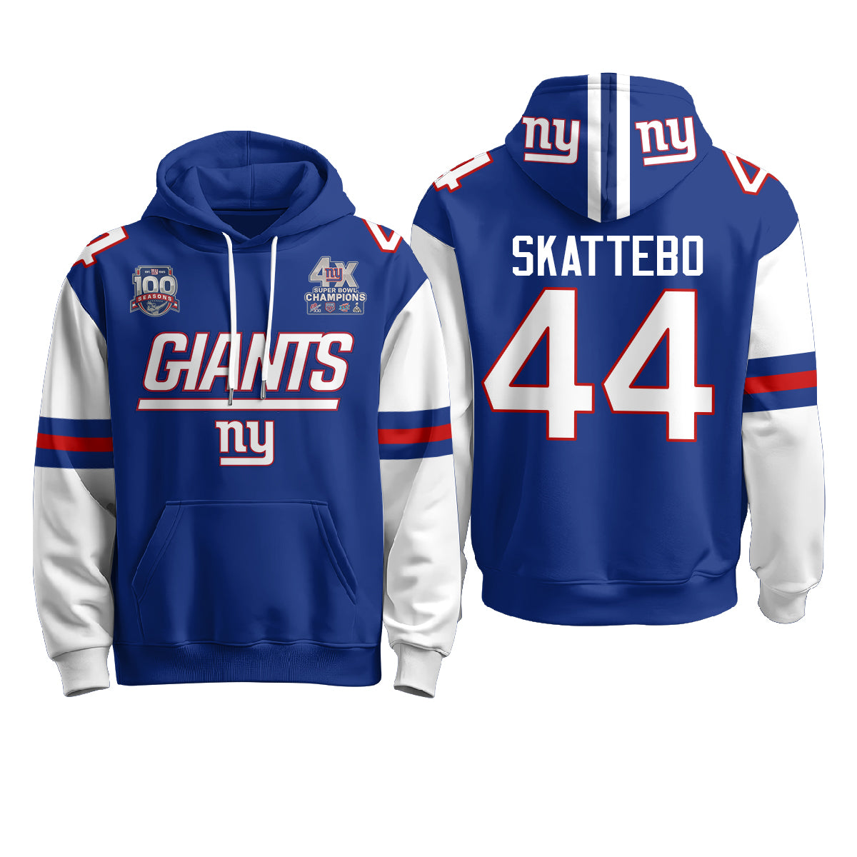 New York Giants 4X Champs S.Bowl Hoodie - Stitched
