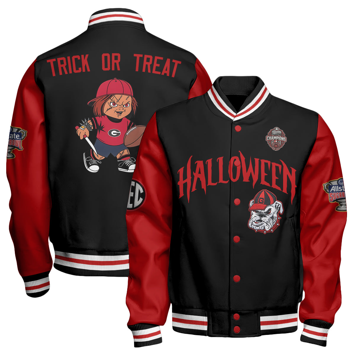GB x Killer Doll Horror Movie Halloween 2026 Edition Baseball Jacket - Printed