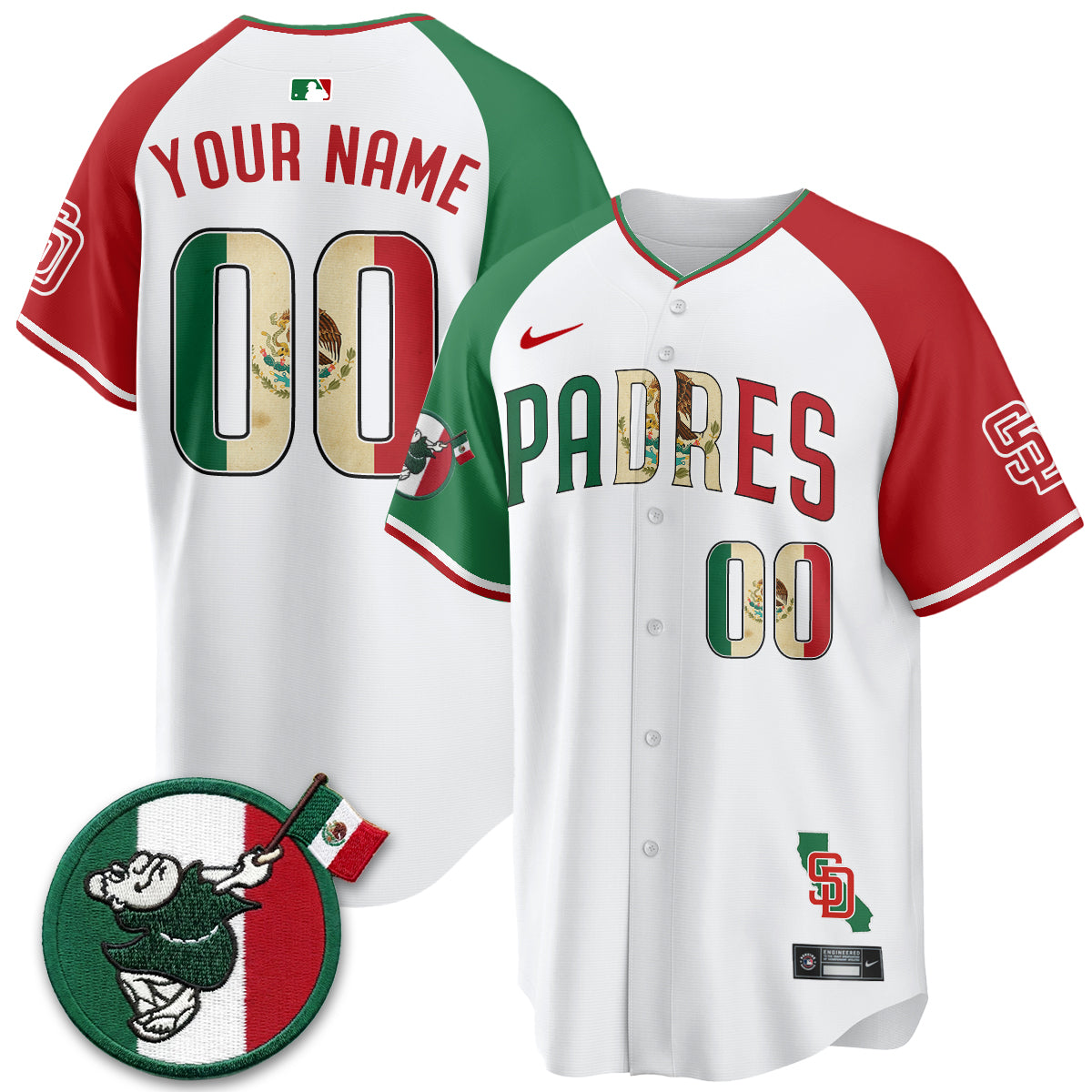 San Diego Padres Mexico Style Vapor Custom Jersey - Stitched