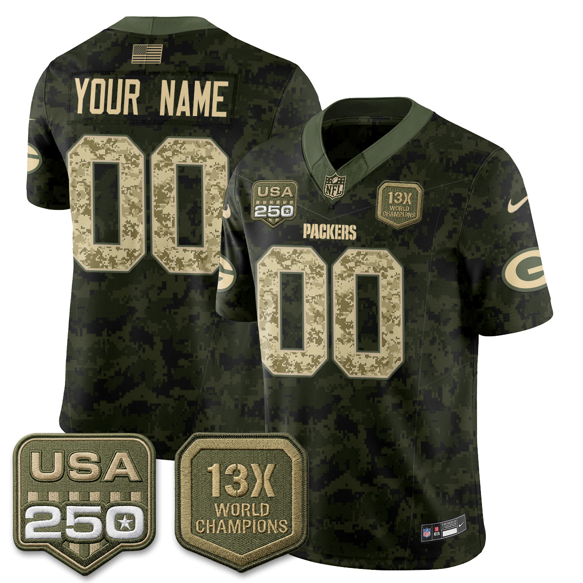 GB 2026 Salute To Service Edition Vapor Custom Jersey - Stitched